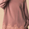 Autumn New Solid Color Half-neck Top for Women, Lace hem Sweatshirt for Women - Thumbnail Image 3