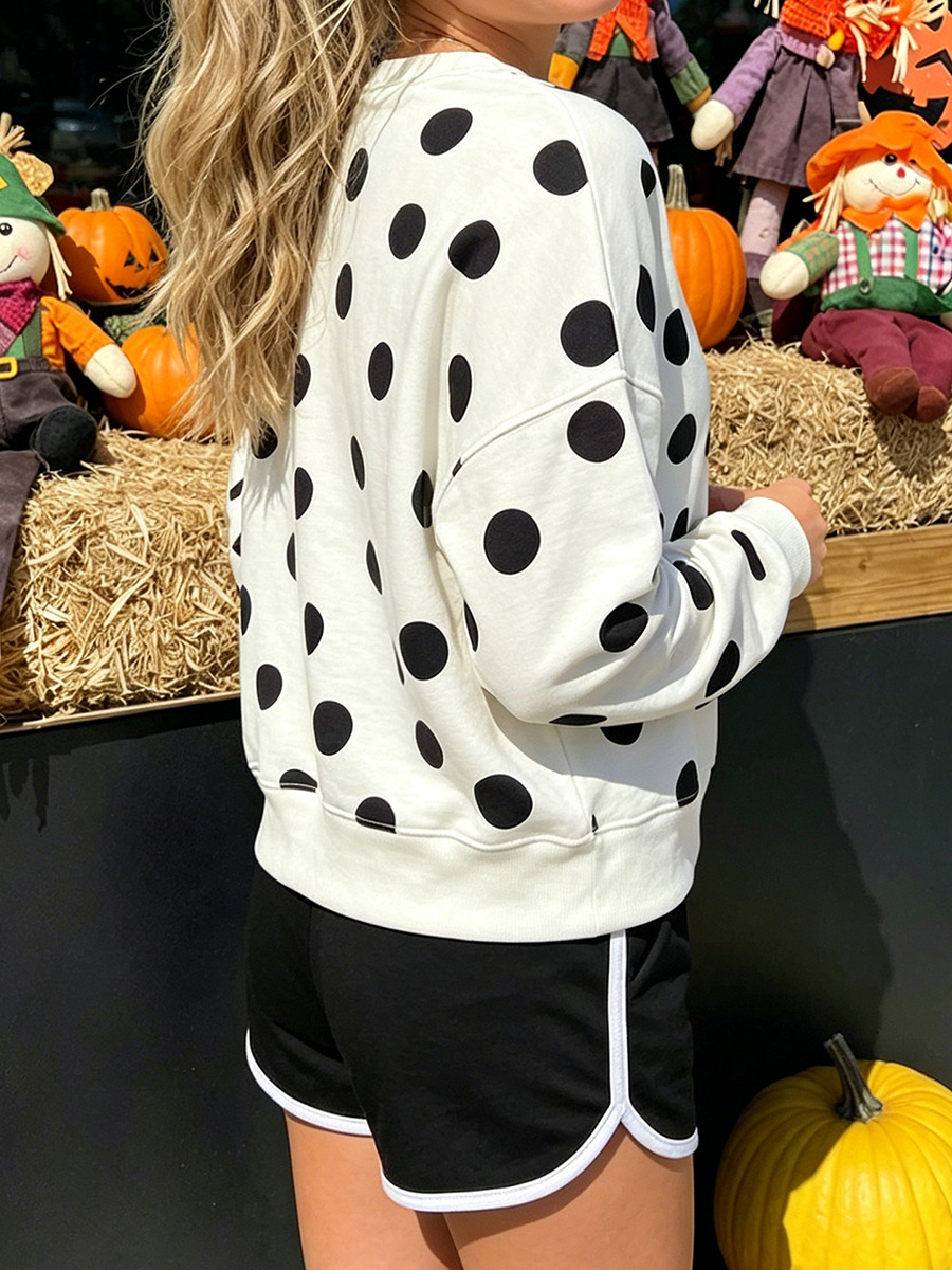 Autumn Pullover Sweater for Women, European/Western Casual Style, Black Dot Color, Relaxed Fit Top for Women - Image 4