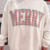 Christmas Merry Casual Style Embroidered Lettering Patch Sweatshirt for Women - Thumbnail Image 2
