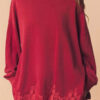Autumn New Solid Color Half-neck Top for Women, Lace hem Sweatshirt for Women - Thumbnail Image 2